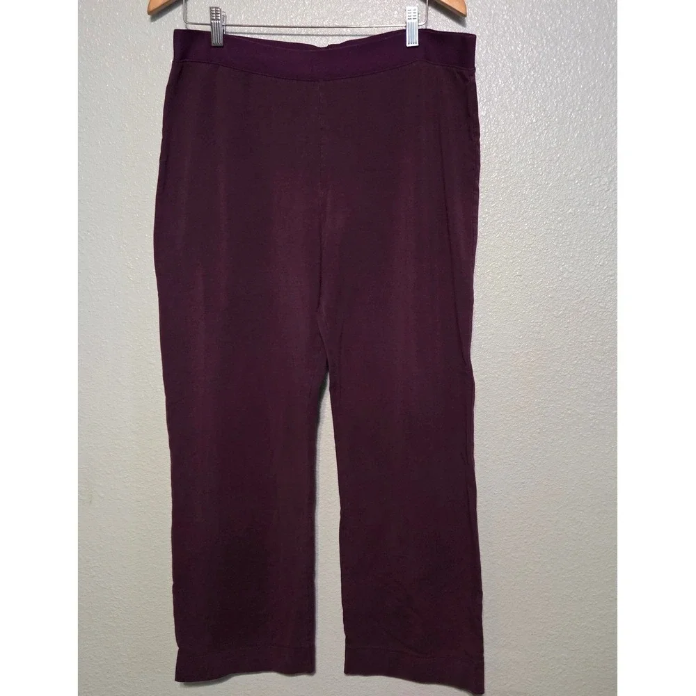 Gudrun Sjoden Lagenlook Wide Leg Jersey Trousers Purple ~L/XL Sustainable Boho